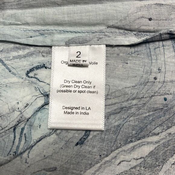 St Roche Honeycomb Top Blue Watercolor Smocked Keyhole Cotton Size Small NWT - Picture 9 of 15